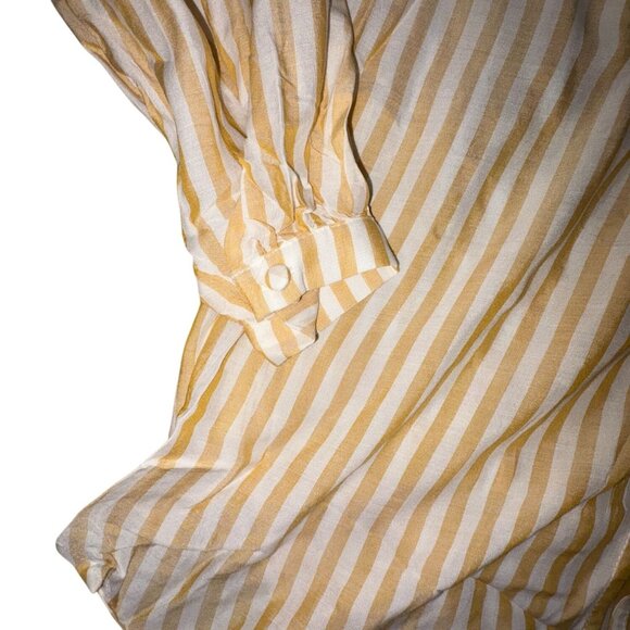 Suzanne Betro Womens Button Front, Striped Blouse-Yellow/White-Size Small-NWT - Picture 4 of 5